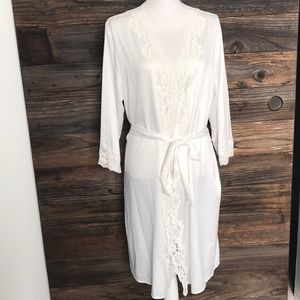 Ralph Lauren white silk lace robe